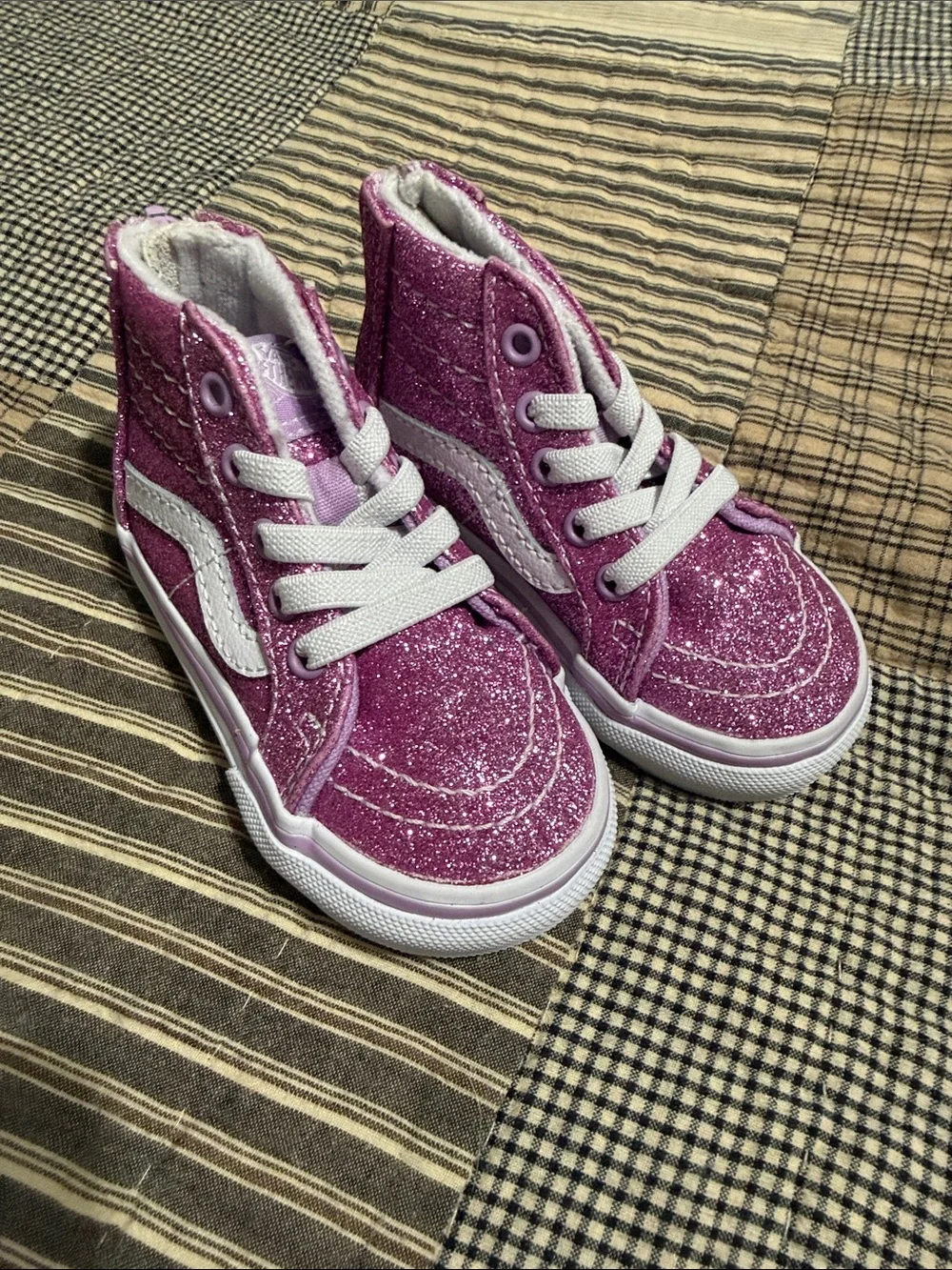 Vans Kids Glitter High-Top Sneakers in Sparkle Purple